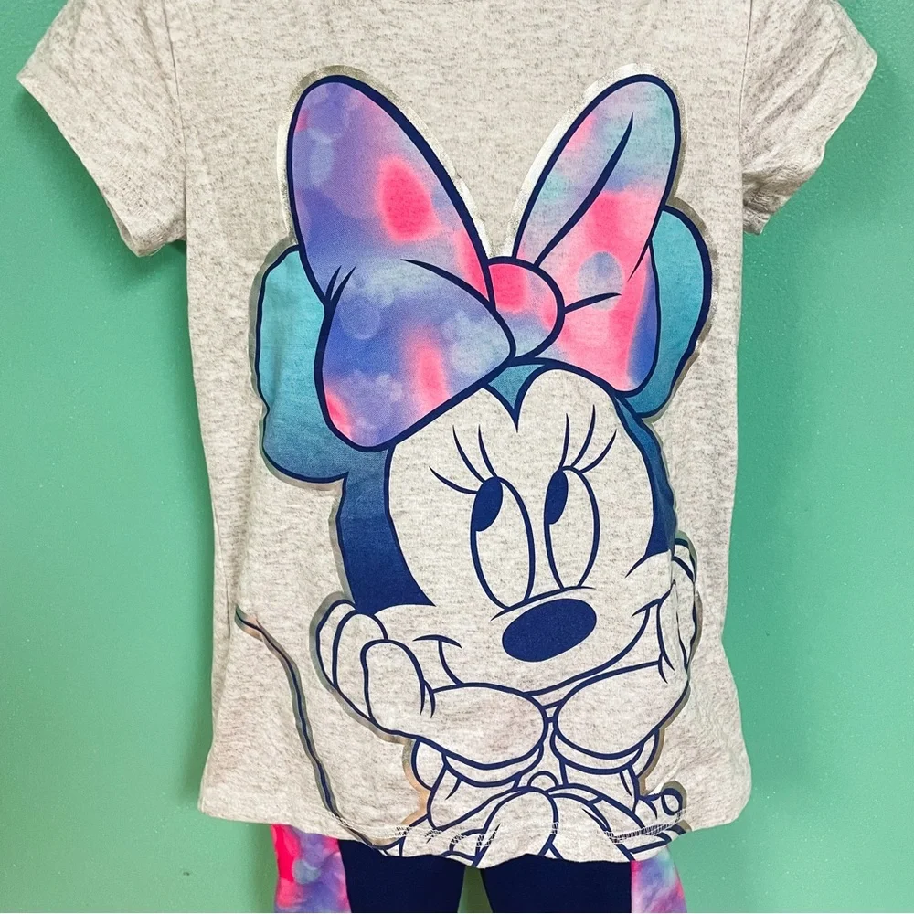 Disney x Jumping Beans Gray & Navy Minnie Mouse Activewear Outfit Girls 4